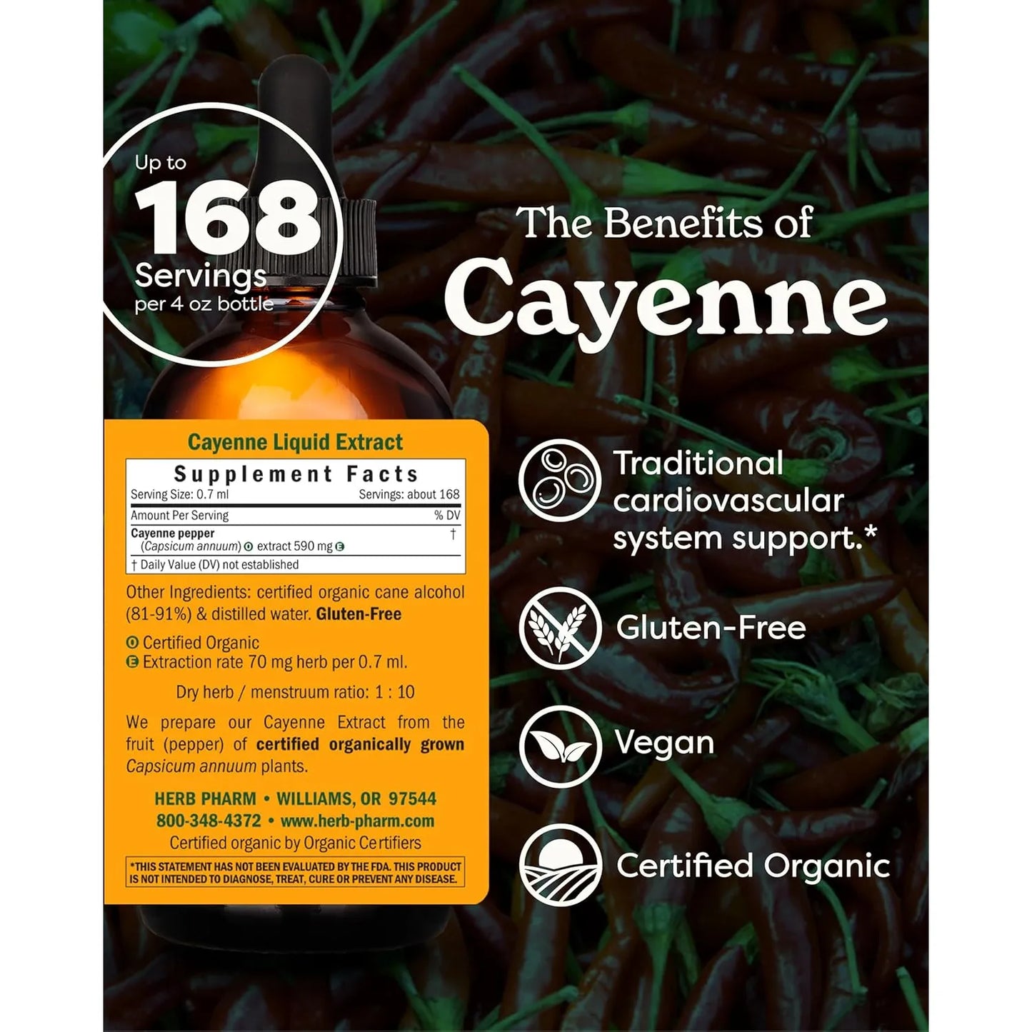 Extracto Liquido De Cayena Organico 4 Oz Apoyo Cardiovascular Y Circulatorio