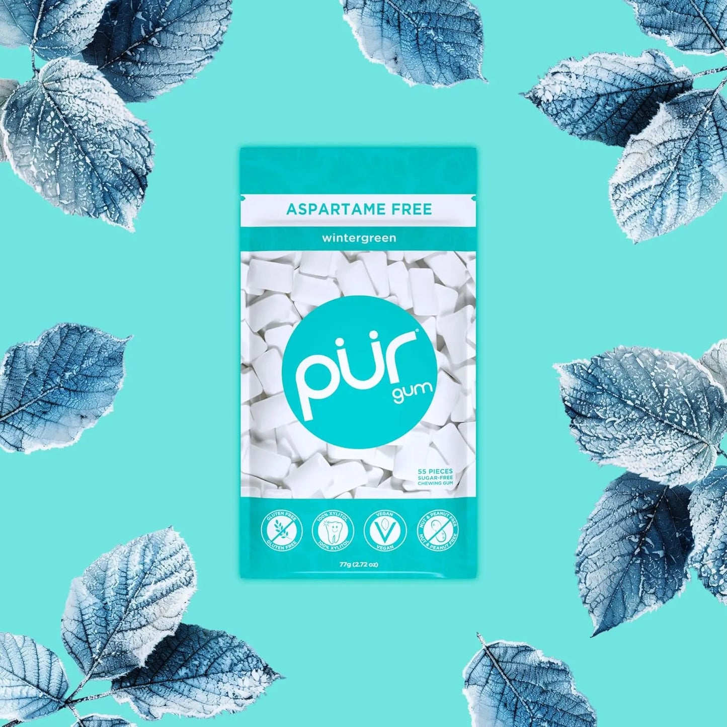 Pur Chicle Menta Fresca 100 Xilitol Sin Azucar Vegano 12 Unidades