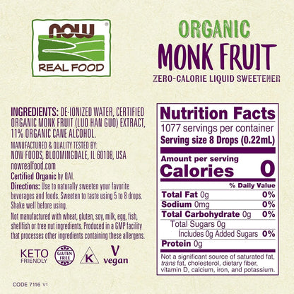 Edulcorante Liquido Fruta Del Monje Zero Calorias Now Foods 237 Ml