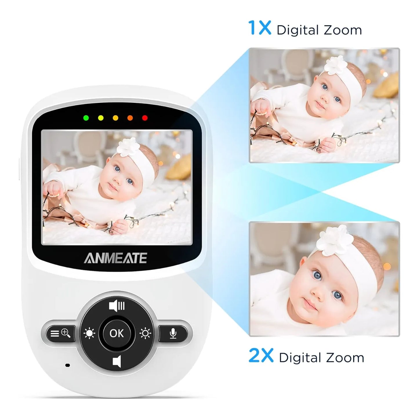 Monitor De Video Para Bebe Anmeate Sm24 Con Vision Nocturna Y Audio Bidireccional