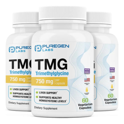 Puregen Labs TMG 750 Mg Trimetilglicina En Cápsulas Vegetarianas 180 Unidades