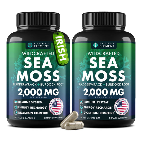 Cápsulas De Musgo Marino Irlandés Con Raíz De Bardana Y Vejiga Para Inmunidad Y Energía