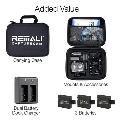 Camara De Accion Remali CaptureCam 4K Ultra HD 12MP Wifi Impermeable Con 21 Accesorios