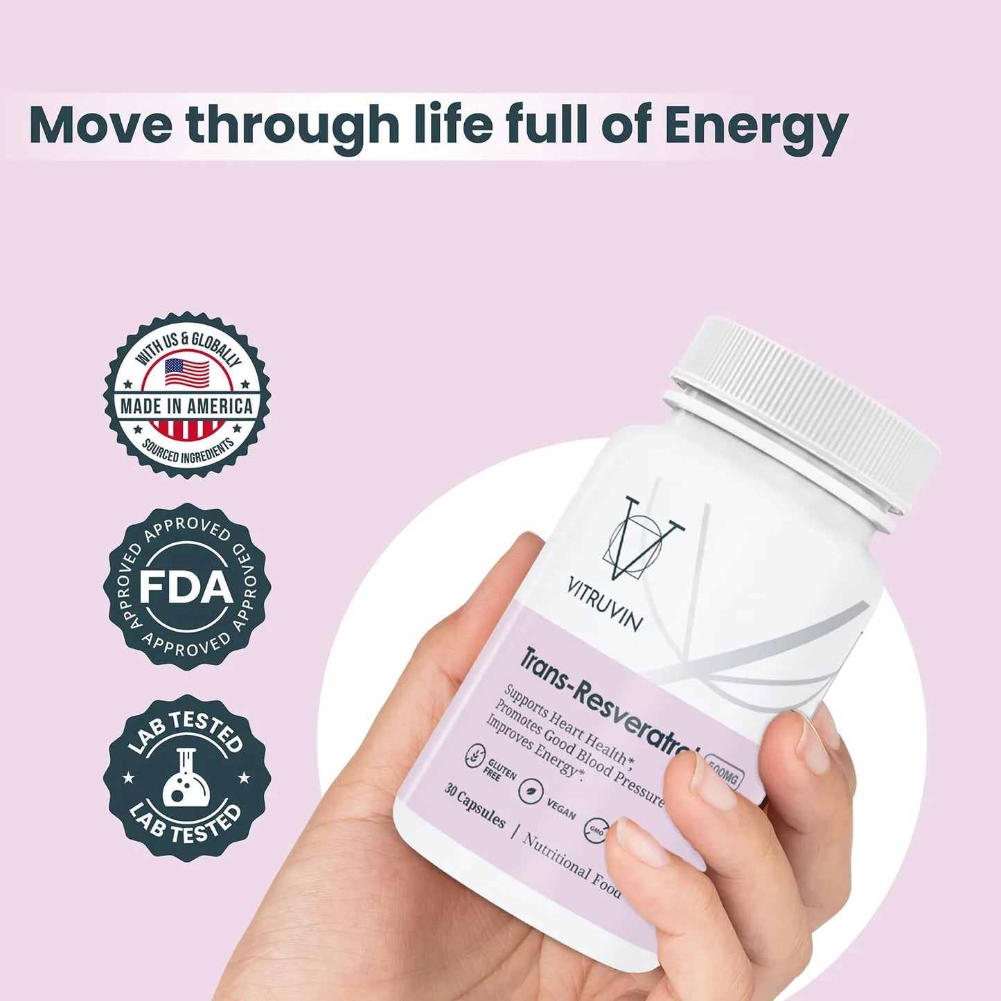 Trans-resveratrol 500 Mg Paquete De 3 Botellas Efecto Antiox