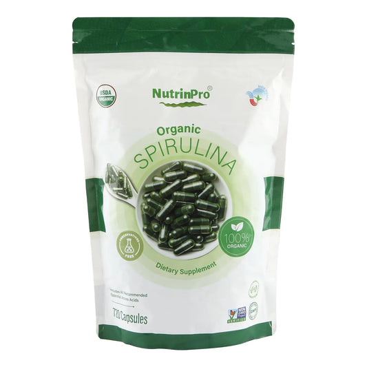 Cápsulas De Espirulina Orgánica USDA 720 Unidades 100 Pura Vegano Sin Gluten