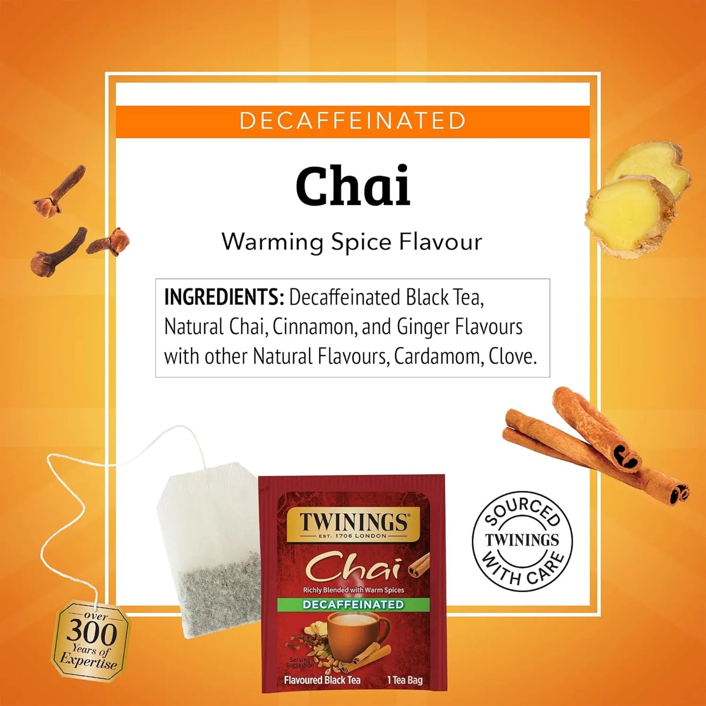 Té Negro Chai Sin Cafeína Con Especias Dulces Twinings 20 Bolsas