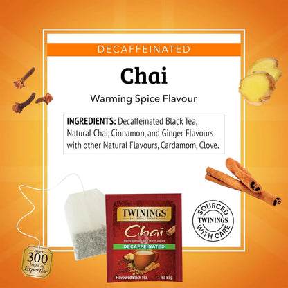 Té Negro Chai Sin Cafeína Con Especias Dulces Twinings 20 Bolsas