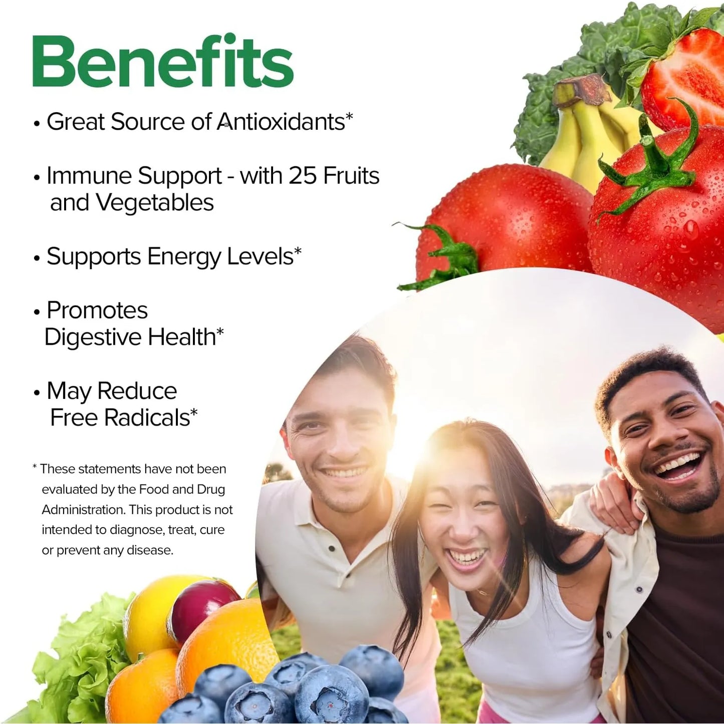 Capsulas Inmunologicas 1000 Mg Con 25 Frutas Y Verduras Organic As Refuerzo Defensas