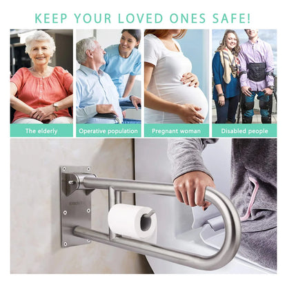 Barras De Seguridad Para Inodoro Acero Inoxidable 29.5 Pulgadas Soporte 350 Libras