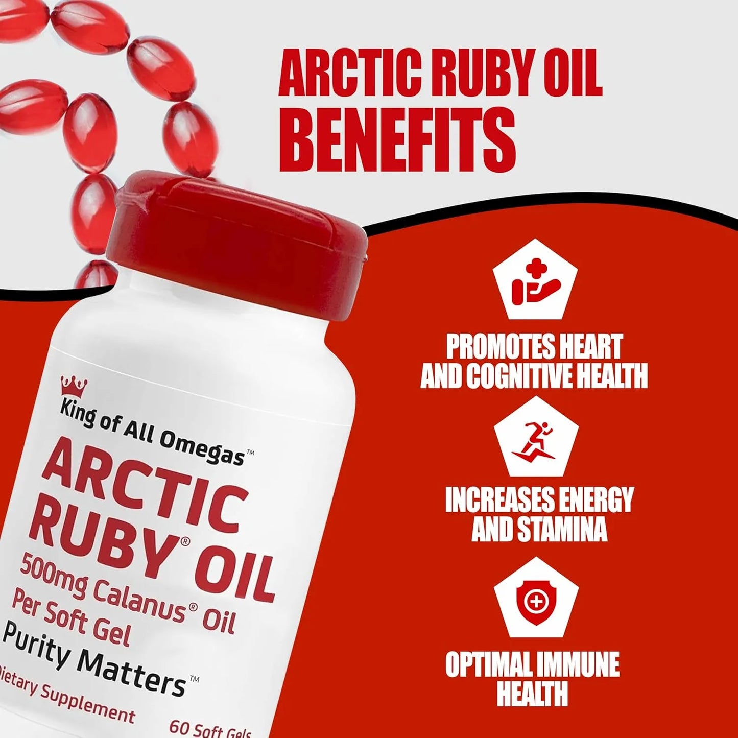 Aceite De Rubí Ártico Omega 3 Con Astaxantina 2 Mg Suplemento Nutricional