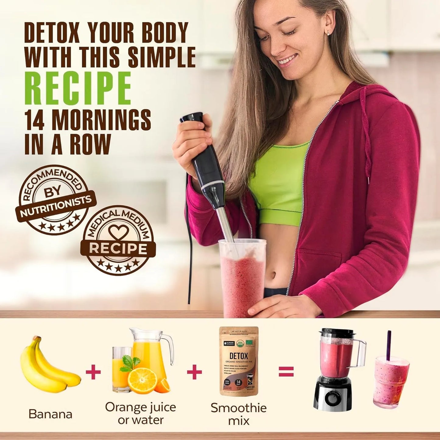 Batido Orgánico De Arándanos En Polvo Con Espirulina Superalimento Premium