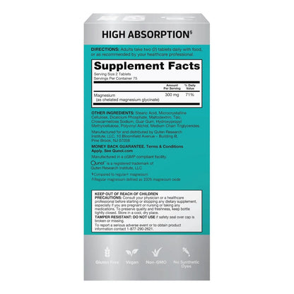 Glicinato De Magnesio 300 Mg 150 Tabletas Quelatadas Qunol Suplemento Muscular