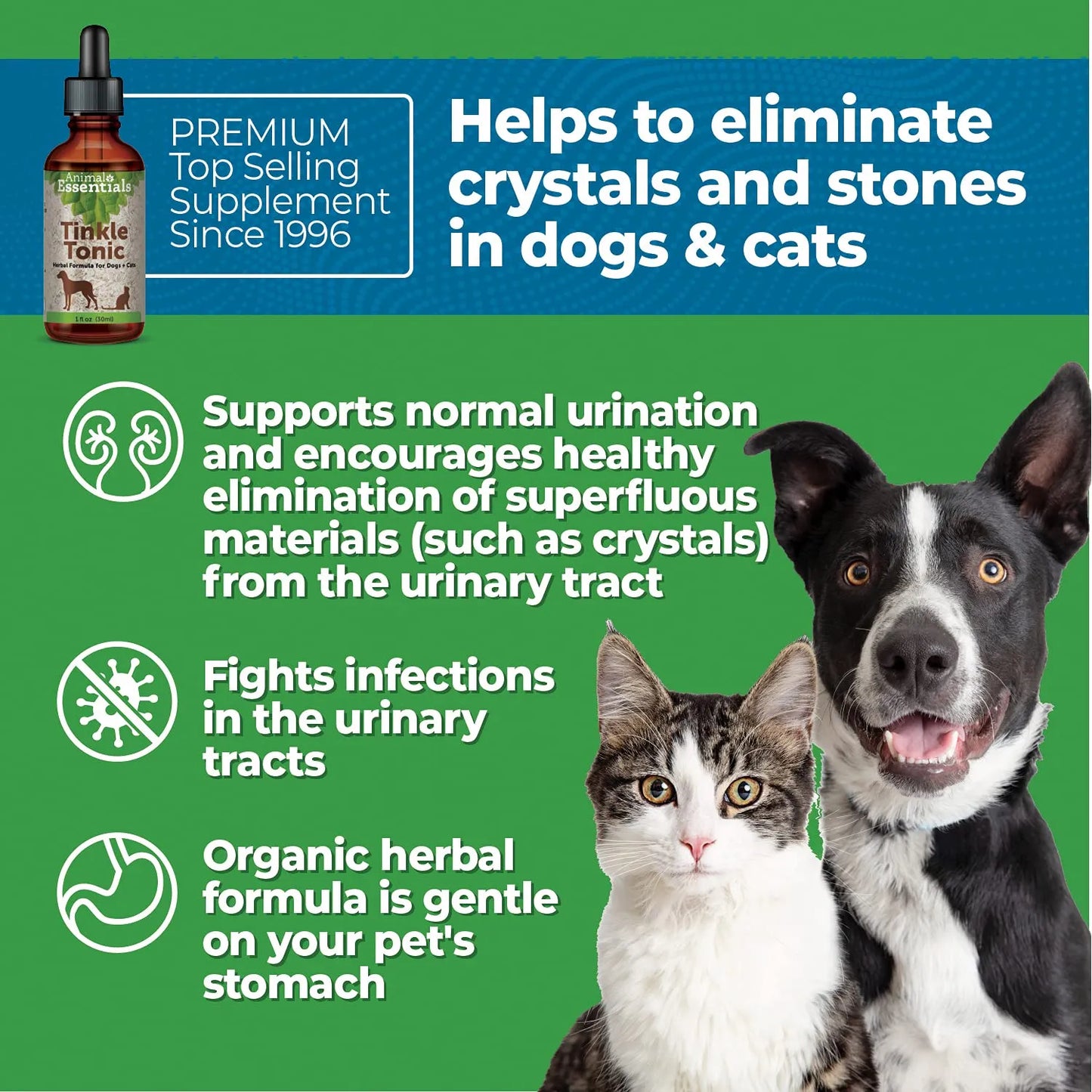 Tinkle Tonic Suplemento Herbal Tracto Urinario Perros Gatos 2 Oz