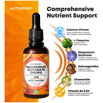 Gotas De Glicinato De Magnesio 500 Mg Con L Teanina Ashwagandha Suplemento Liquido Para Dormir Y Relajarse