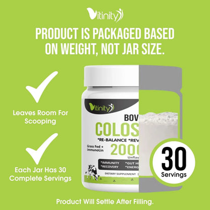 Polvo De Calostro Bovino Natural Alimentado Con Pasto Suplemento IgG Para Salud Intestinal E Inmunológica