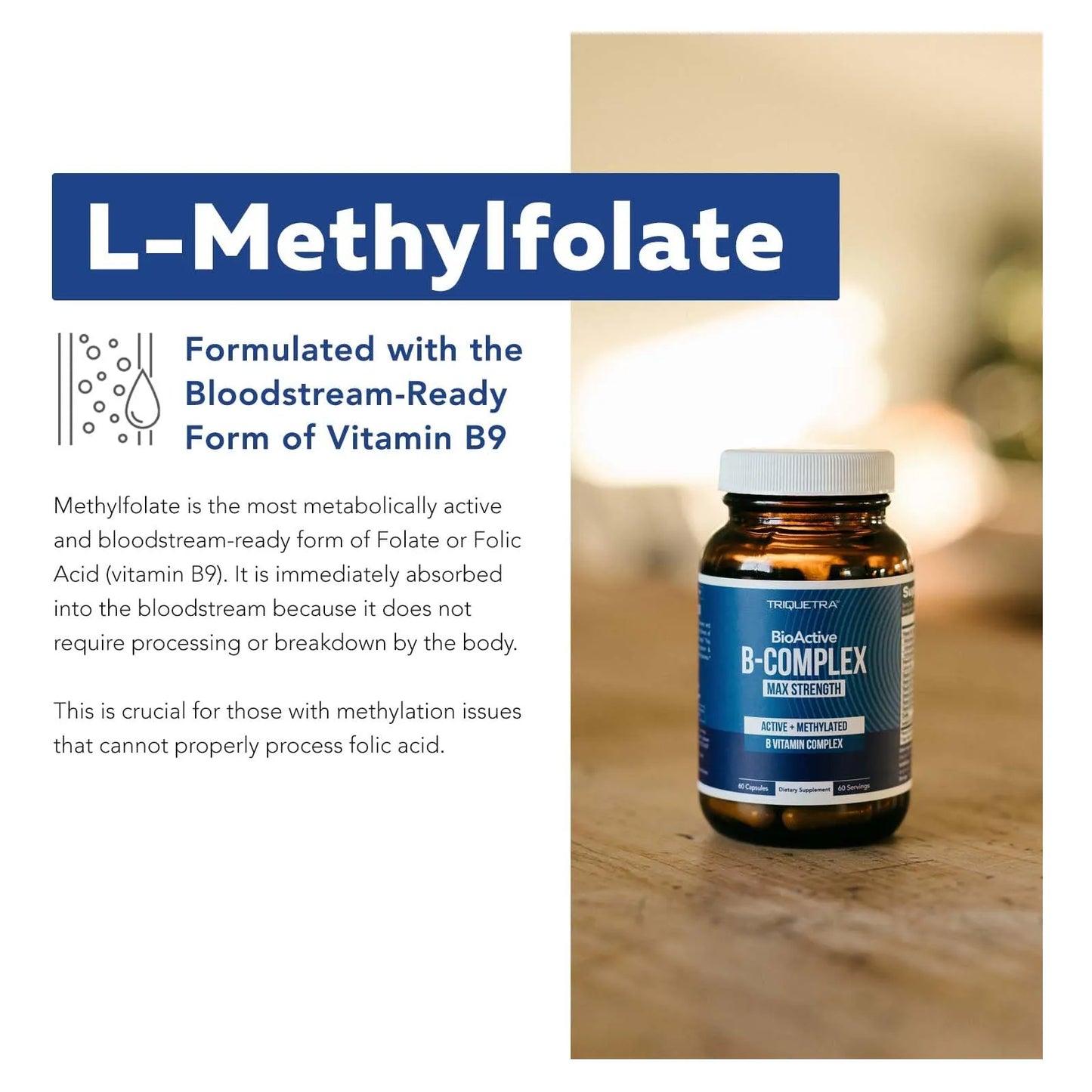 Complejo B Metilado Bioactivo Con Metilfolato Y B12 60 Cápsulas Energía Y Vitalidad