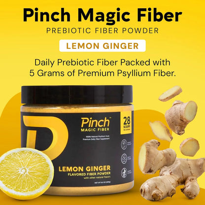 Polvo Prebiótico De Cáscara De Psyllium Con Limón Y Jengibre Para Digestión Saludable