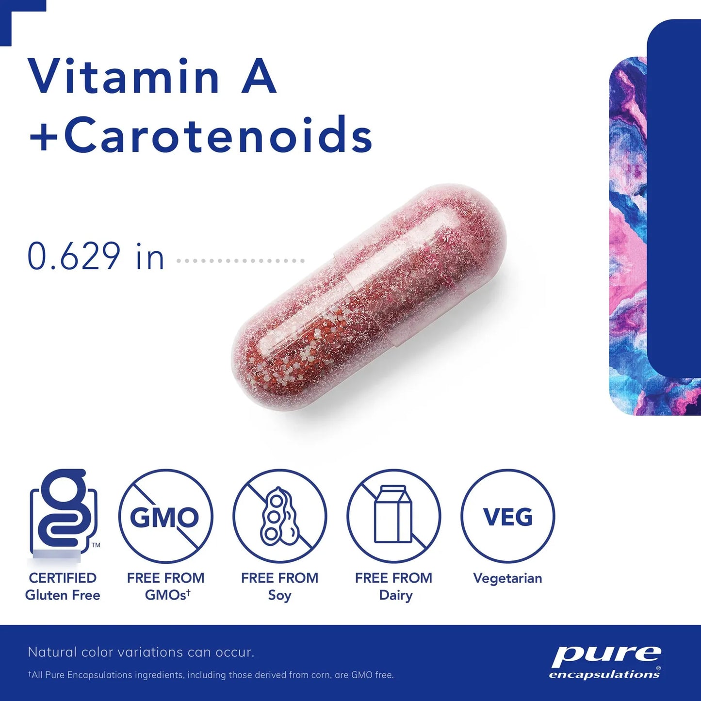 Pure Encapsulations Vitamina A + Carotenoides Luteína Zeaxantina Astaxantina Suplemento Hipoalergénico 90 Cápsulas