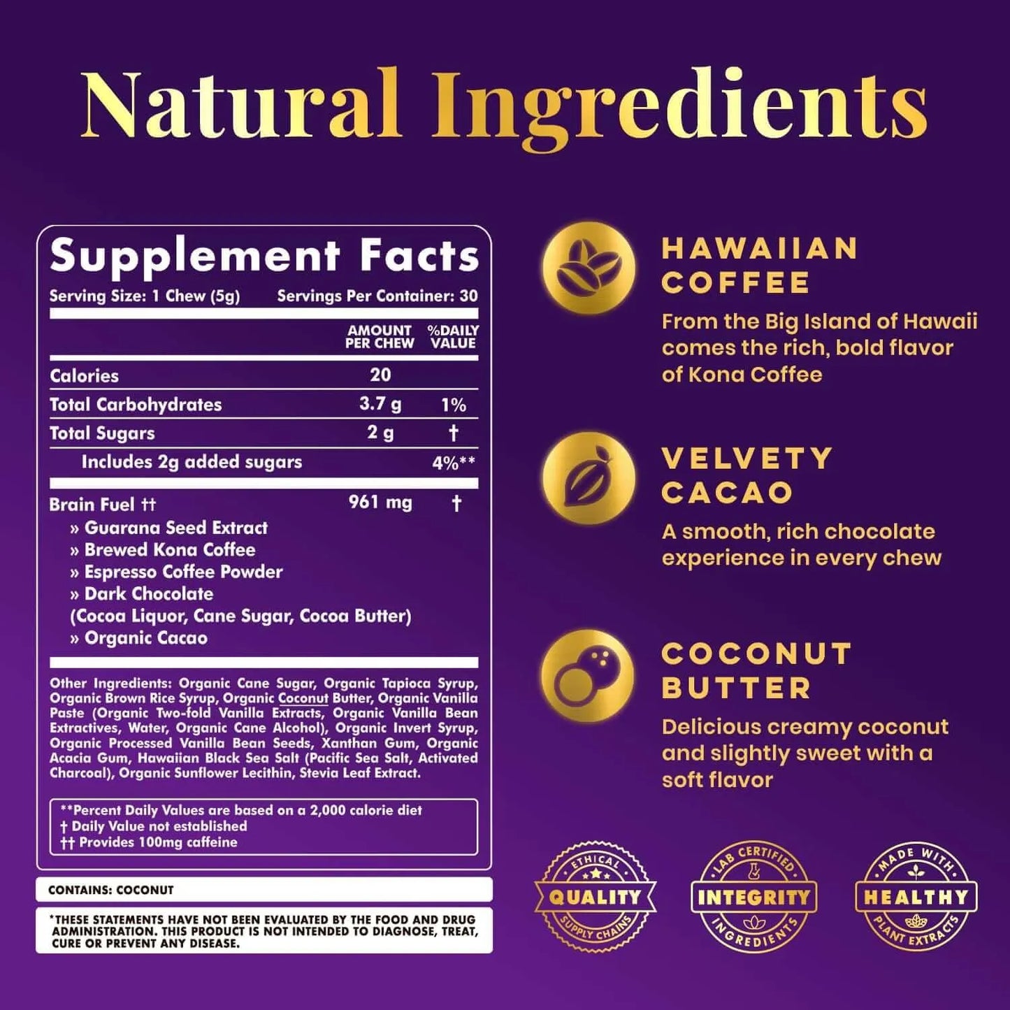 Masticables De Café Energéticos YouChews 100 Mg Cafeína Verde Orgánica