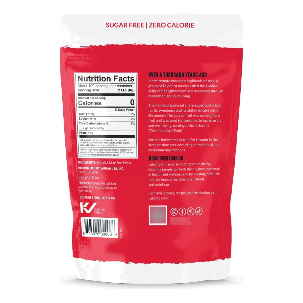 Edulcorante De Fruta Del Monje Lakanto Classic 800 Gr X 3 Sabor Dulce Natural Sin Calorias