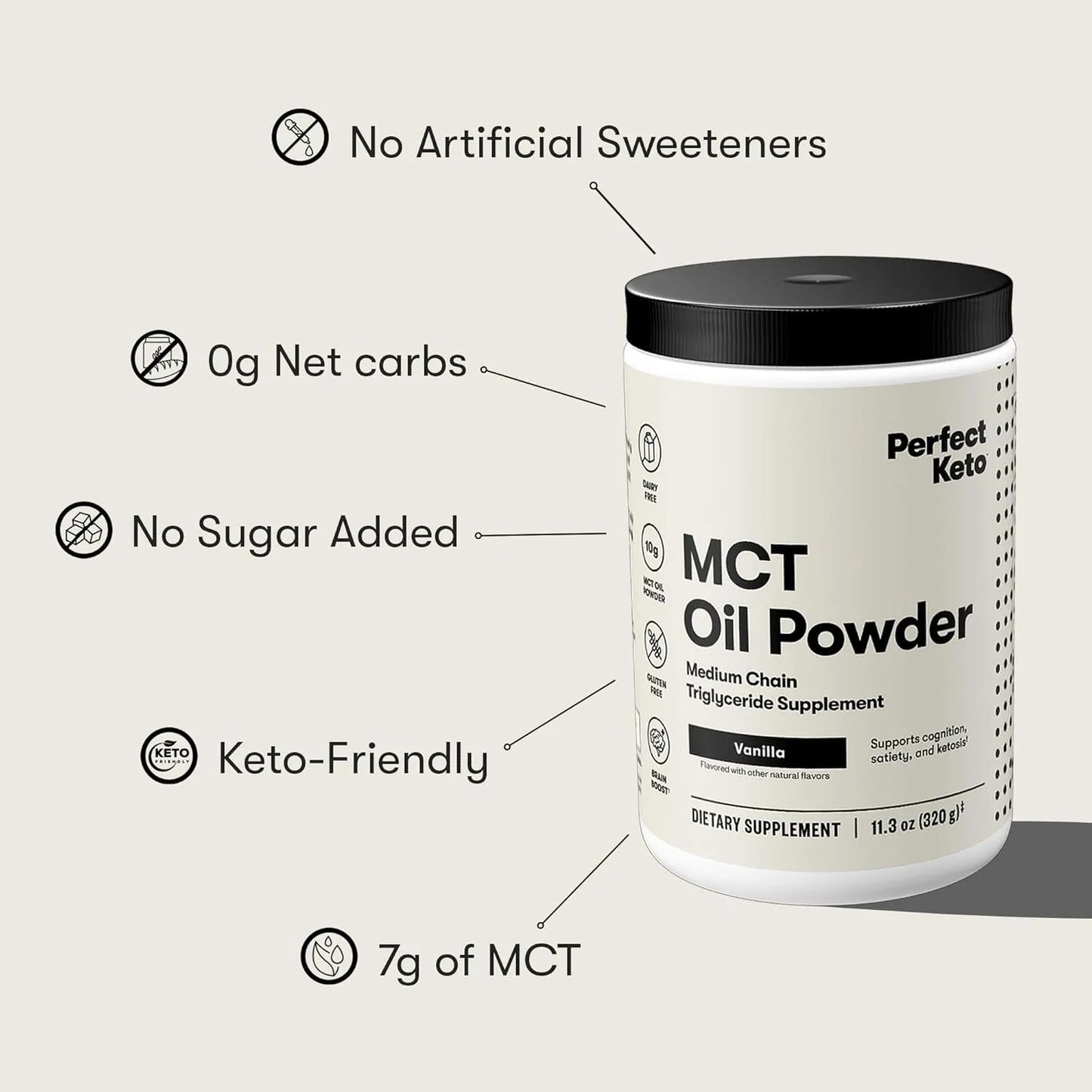 Polvo MCT De Coco Para Ketosis Suplemento Energético Cetogénico Sabor Vainilla