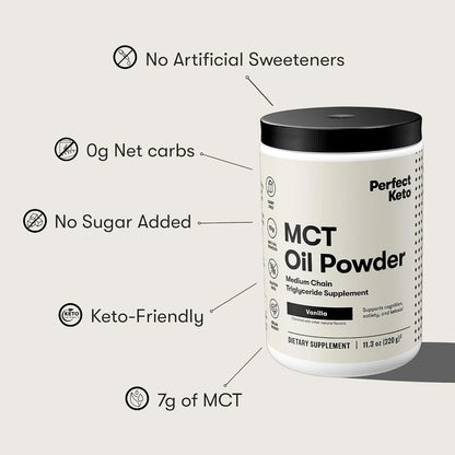 Polvo MCT De Coco Para Ketosis Suplemento Energético Cetogénico Sabor Vainilla