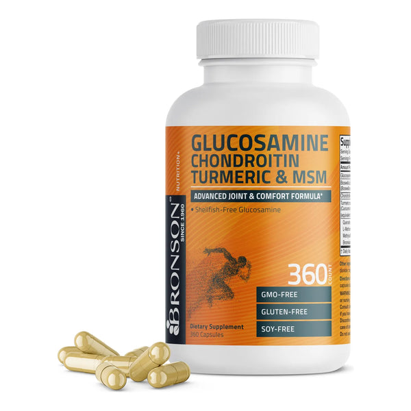 Glucosamina Condroitina Cúrcuma MSM 360 Cápsulas Fórmula Avanzada Para Articulaciones