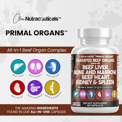 Capsulas De Higado De Res Alimentado Con Pasto 3000 Mg Suplemento Organico Premium