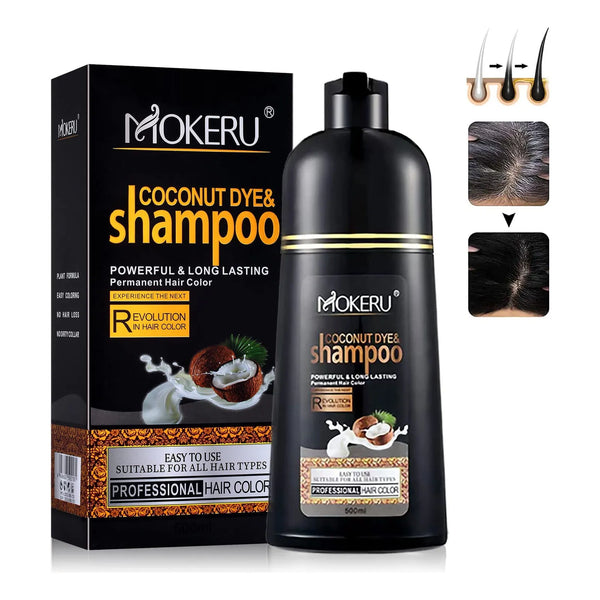 Champú Instantáneo Negro A Base De Hierbras Para Cabello Gris Cobertura En 15 Min