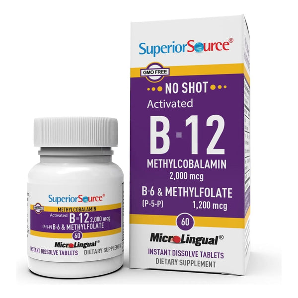 Vitamina B12 Metilcobalamina 2000 Mcg Con Metilfolato Y B6 60 Tabletas Microlingües