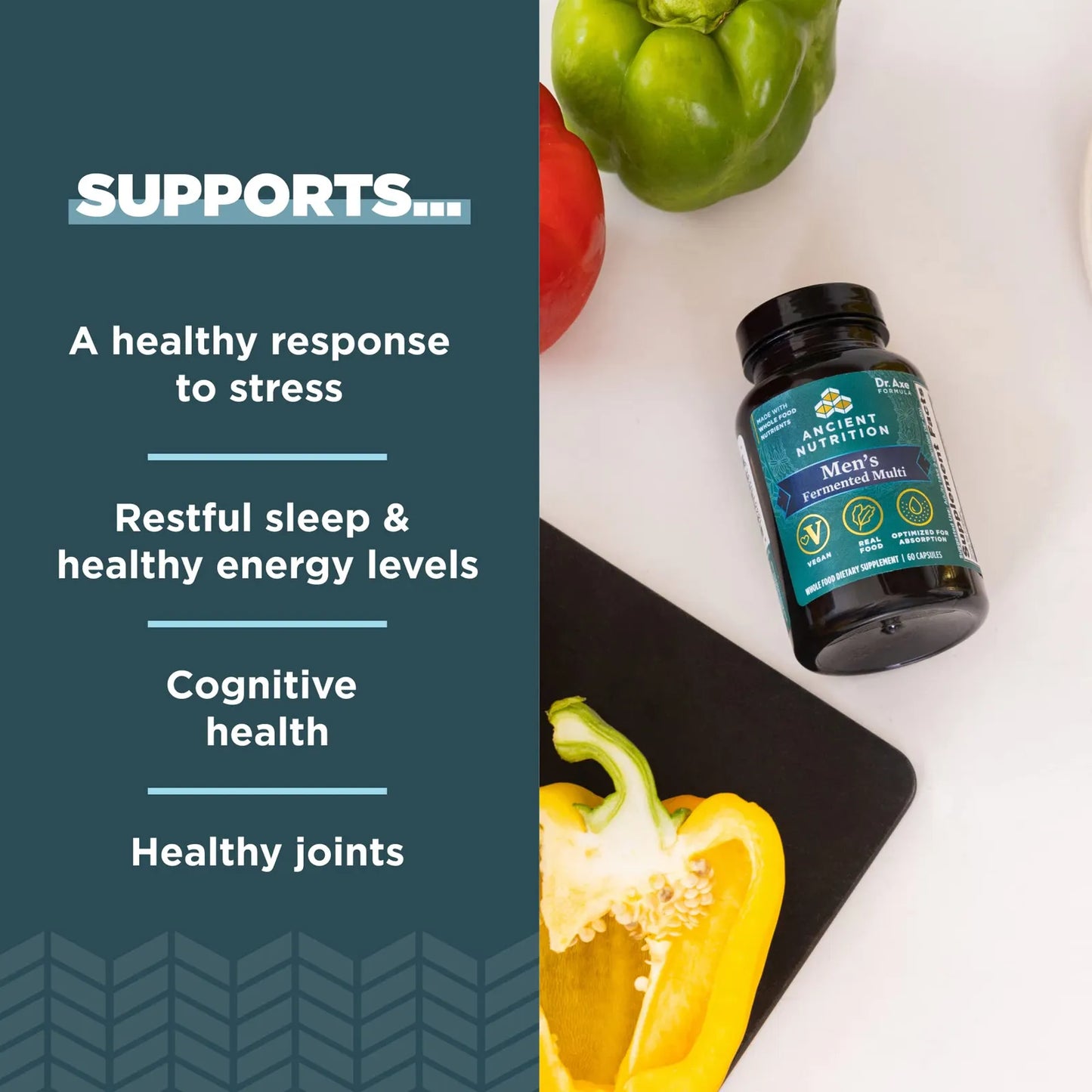 Multivitamínico Fermentado Para Hombres Con Vitaminas A C D Zinc Magnesio 60 Cápsulas