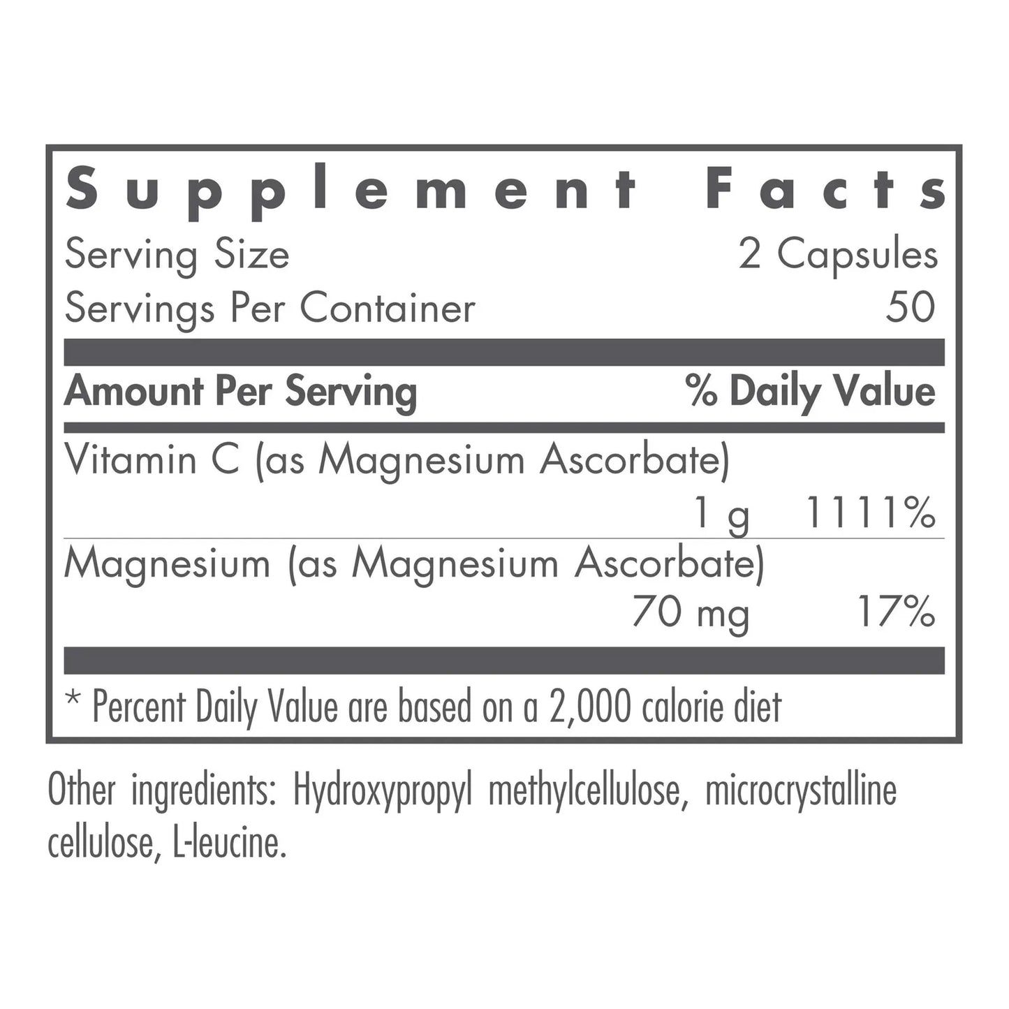 Ascorbato De Magnesio 1000 Mg Vitamina C Tamponada Apoyo Inmunologico 100 Capsulas