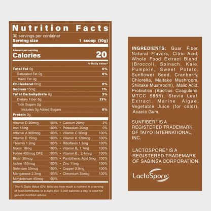 Bebida Multivitamínica Antioxidante A Base De Plantas Con Prebióticos Y Probióticos Sabor Ponche De Frutas 10.58 Oz