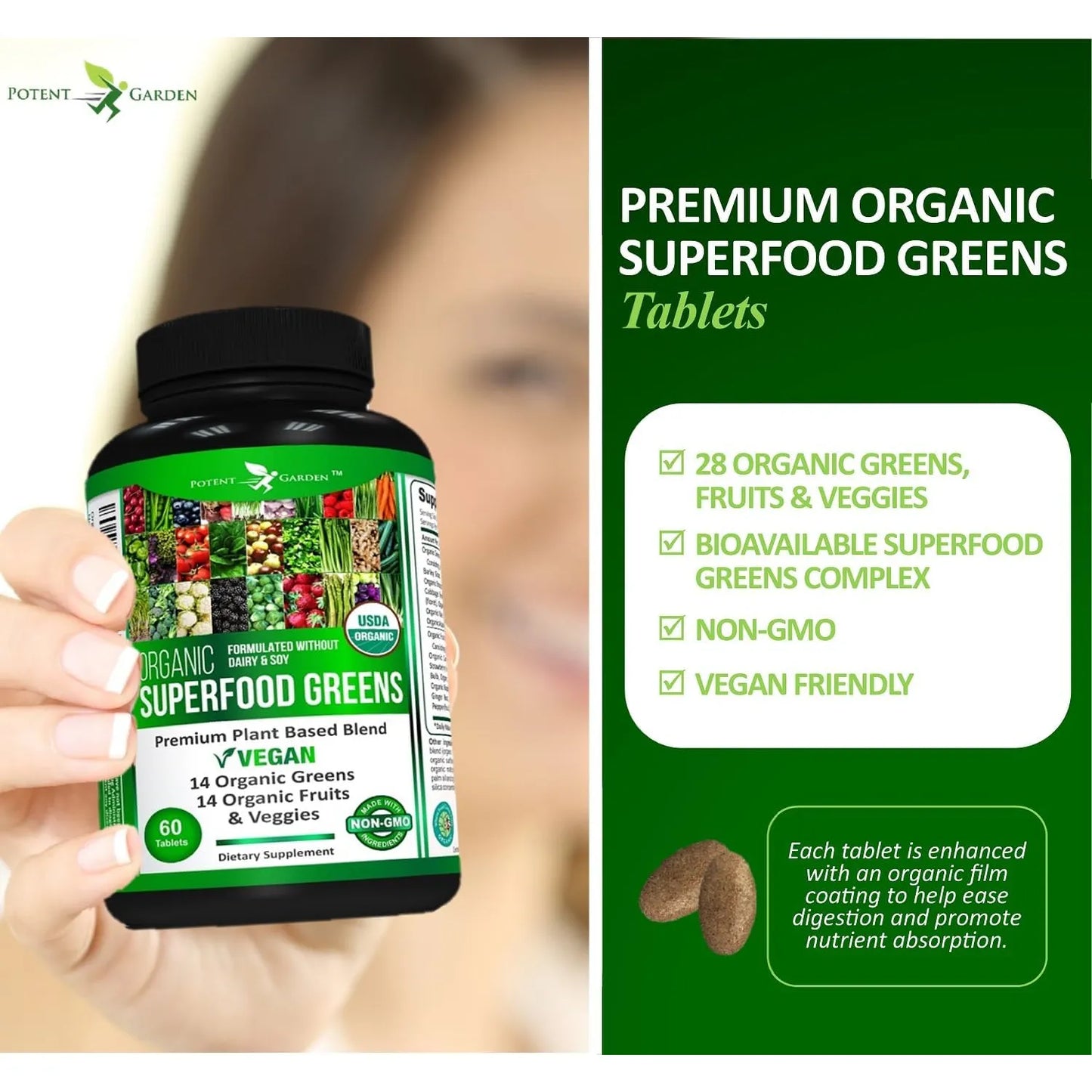 Paquete De 2 Superalimentos Organicos Potent Garden Frutas Verduras Energia Antioxidantes