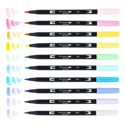 Marcadores Tombow Dual Brush Pastel X10 Punta Doble Y Mezclables