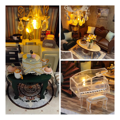 Lannso Kit Casa De Muñecas En Miniatura Para Construir Con Luces LED Y Caja De Música