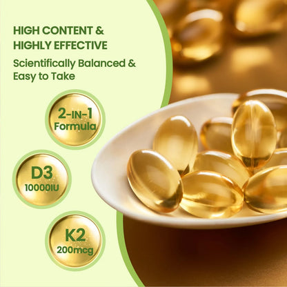 Aceite De Coco Virgen 300 Capsulas Blandas Con Vitamina D3 K2 10000 Ui