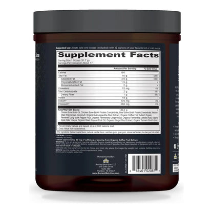 Proteínas Keto Vainilla Ancient Nutrition 450g Polvo Cetogénico Energía Y Cetosis