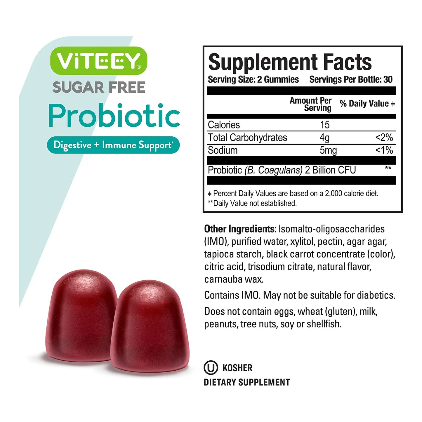 Gomitas Probióticas 2 Mil Millones UFC Sabor Frambuesa Salud Intestinal Veganas