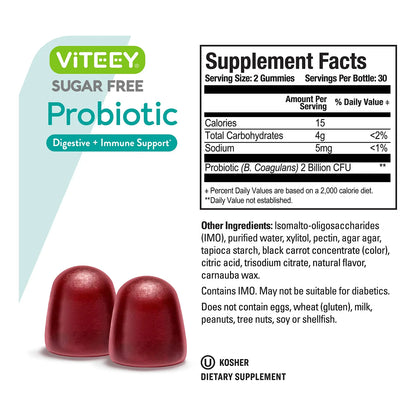 Gomitas Probióticas 2 Mil Millones UFC Sabor Frambuesa Salud Intestinal Veganas