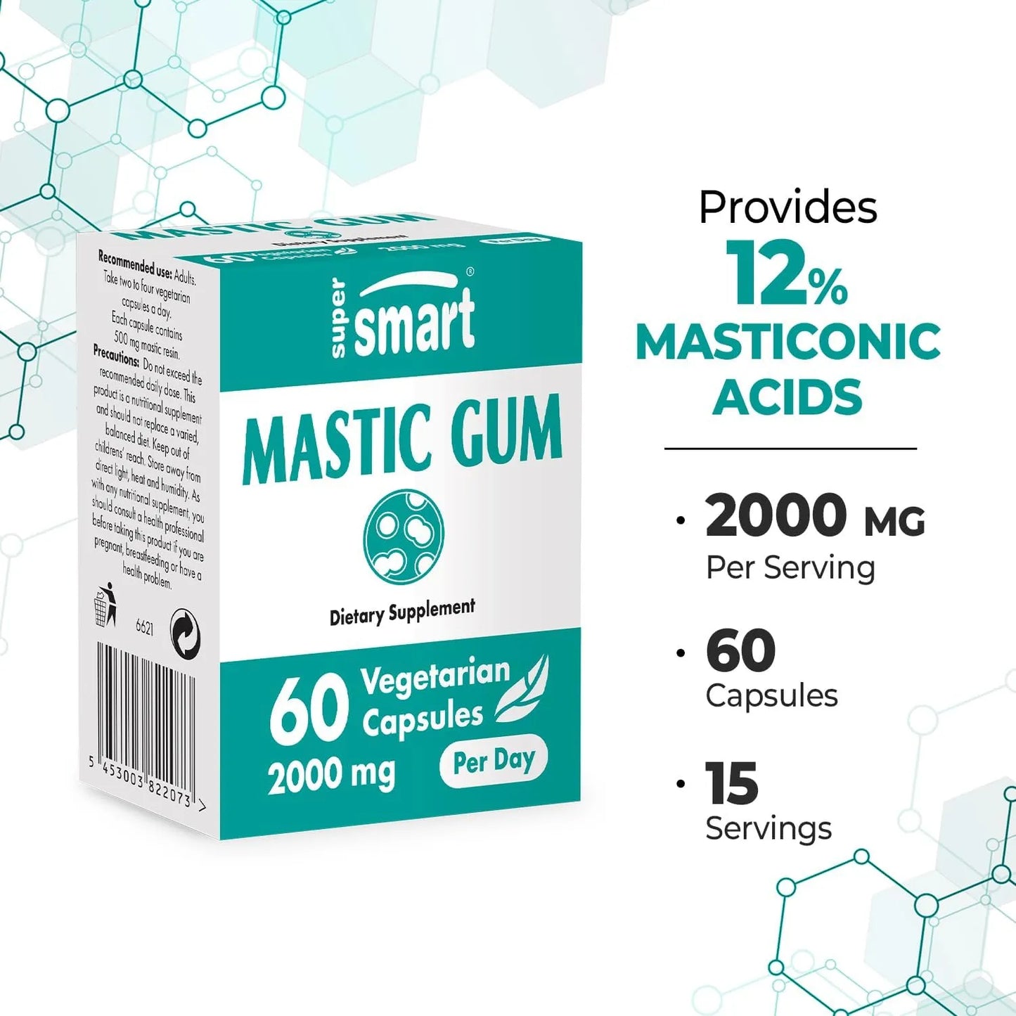 Extracto Natural De Árbol De Masilla 2000 Mg Diaria Para Salud Intestinal Supersmart 60 Cápsulas