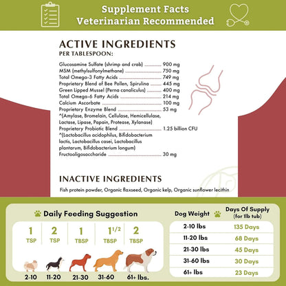 Suplemento Wholistic Pet Organics Movilidad Articular Con Mejillon De Labios Verde Para Perros Alivia Dolor Y Rigidez
