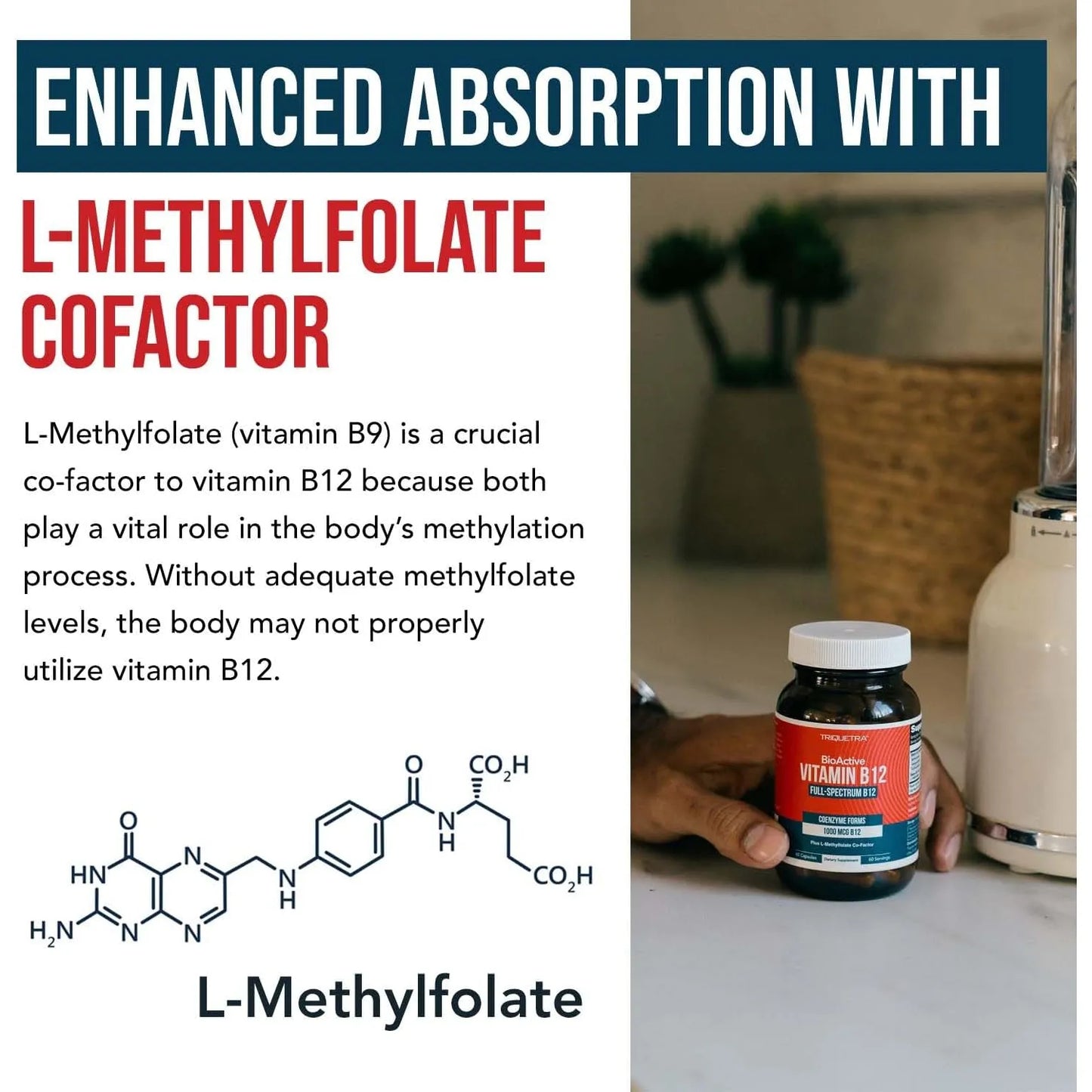 Vitamina B12 1000 Mcg Trifasica Con Metilfolato Energia Y Metabolismo