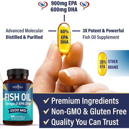 Aceite De Pescado Omega 3 2500 Mg Puro E Importado Soporte Inmune Y Articular
