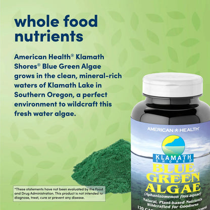 Algas Verdes Azules Klamath Shores 120 Cápsulas Superalimento Rico En Fitonutrientes