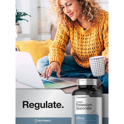 Gluconato De Potasio Quelado 595 Mg 300 Capsulas Suplemento Mineral Premium