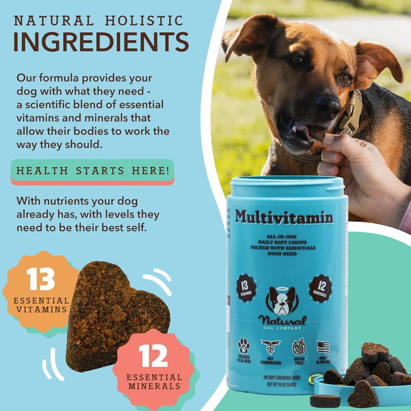 Masticables Naturales Multivitamínicos Para Perros 180 Piezas Sabor Mantequilla De Maní Y Tocino