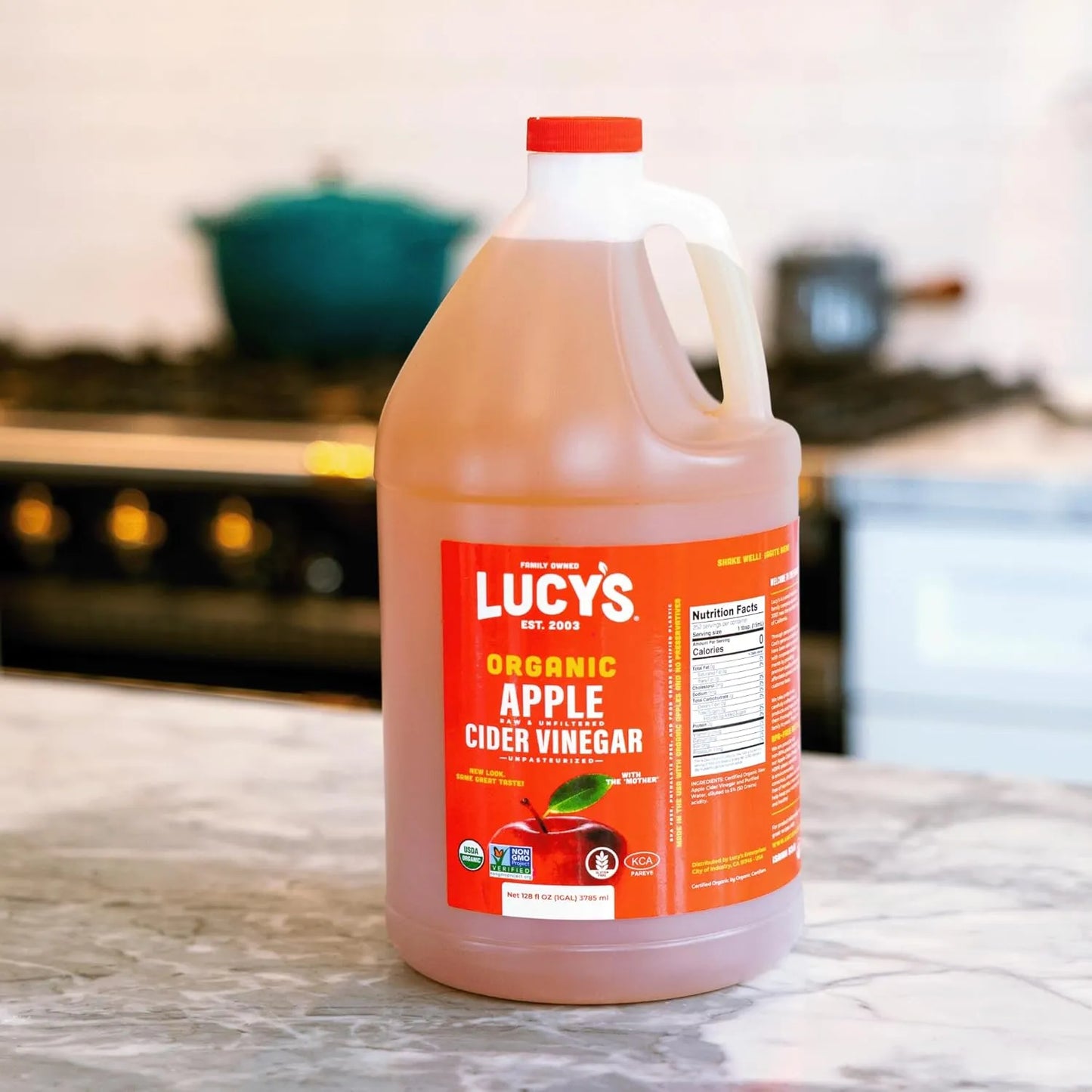 Vinagre De Sidra De Manzana Con La Madre Lucy's 3.7 Litros Orgánico Y Natural