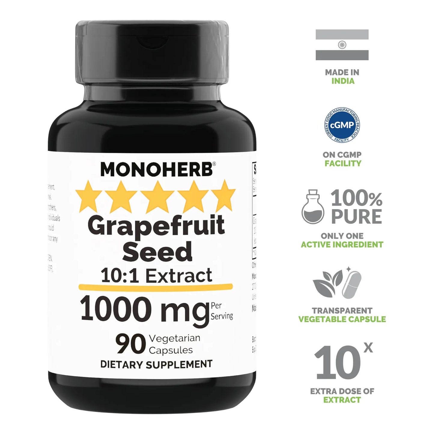 Extracto De Semilla De Pomelo 1000 Mg 90 Cápsulas Vegetarianas Puro Y Potente