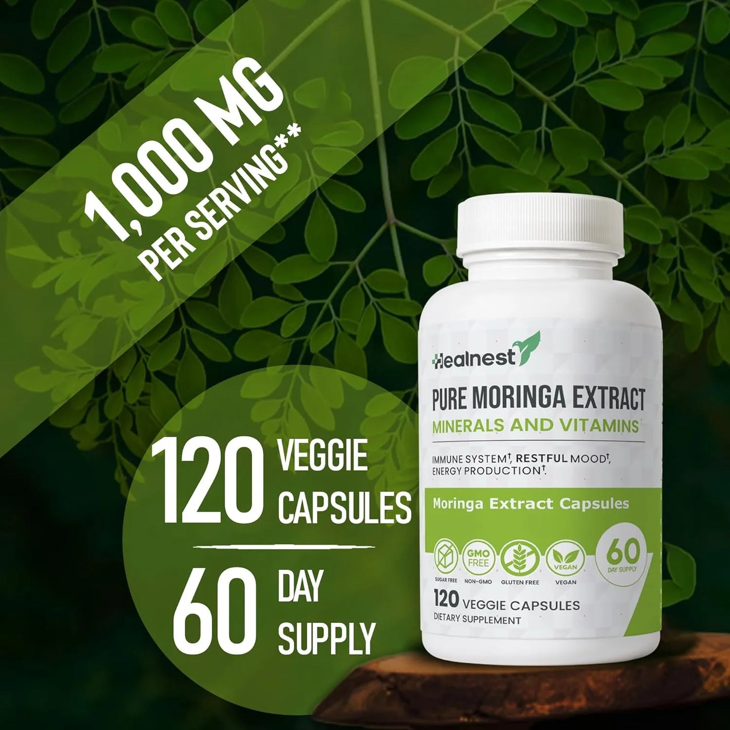 Capsulas Extracto Moringa Pura 20 A 1 20000 Mg Vitaminas Minerales Vegano
